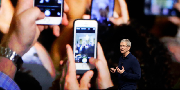 Apple CEO Tim Cook announces the new iPhone 7 during a San Francisco event to announce new products. News of the release was leaked on Twitter early. Photo / AP