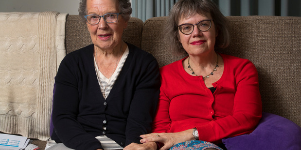 Susan Lafleur, right, with her mother Christine Dunn, left. Susan Lafleur is ecstatic Cover-More has agreed to cover a claim after her mother fell in the UK. Picture / Brett Phibbs