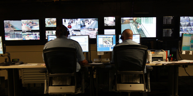 Border control at Auckland International Airport. Pictured is the observation control room. 19 July 2012 Herald on Sunday photograph by Doug Sherring SUN 22Jul12 - NZH 26Dec13 -