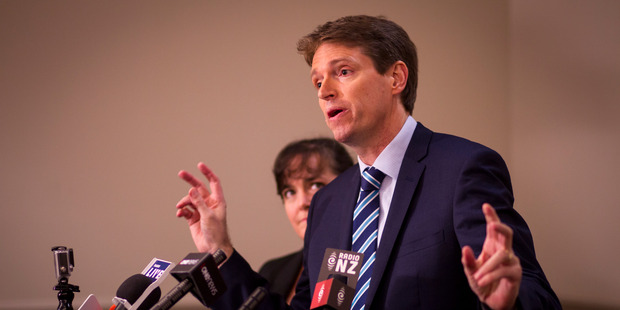 Colin Craig with his wife Helen during a press conformance. Photo / Dean Purcell