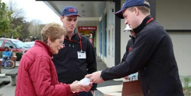 Volunteers from the Rapid Relief Team, a church-based group, handed out free water on Saturday afternoon in Pahiatua.