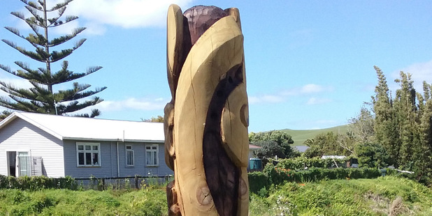 The pou that's disappeared from the southern bank of the Tarawhateroa Stream.