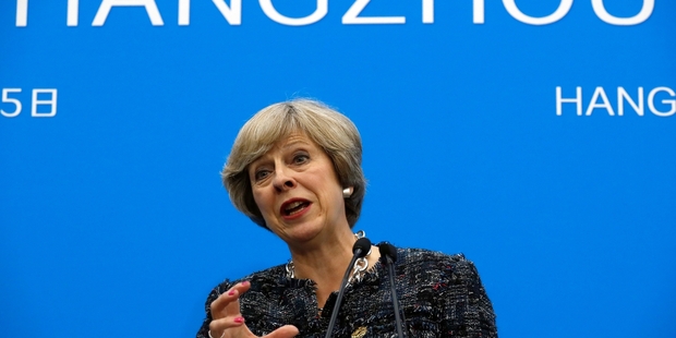 Theresa May speaks at a press conference held at the end of the G-20 summit in Hangzhou. Photo / AP