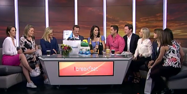 Rawdon Christie and the Breakfast team on his last day hosting the show. Photo/TVNZ