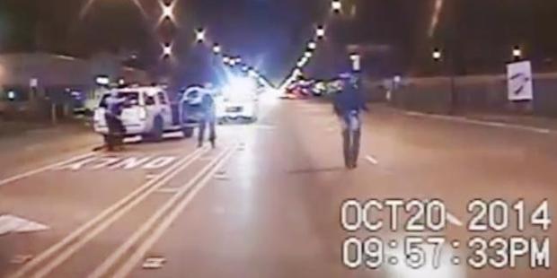 A frame from dash-cam video provided by the Chicago Police Department showing 17-year-old Laquan McDonald moments before being fatally shot by CPD officer Jason Van Dyke. Photo / AP