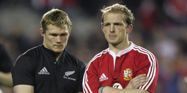 Josh Lewsey and Matt Dawson after their loss to the All Blacks in the third test in 2005. Photo / Brett Phibbs