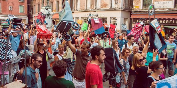 They clogged up the narrow streets, saying they'll be the 'last generation to live in Venice as a real city'. Photo / Facebook