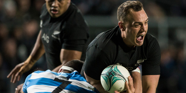 All Blacks wing Israel Dagg is tackled by Argentina flanker Javier Ortego Desio. Photo / Jason Oxenham
