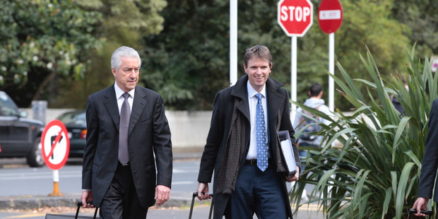 Colin Craig (right) arrives at the Auckland High Court for his defamation trial. Photo / Brett Phibbs