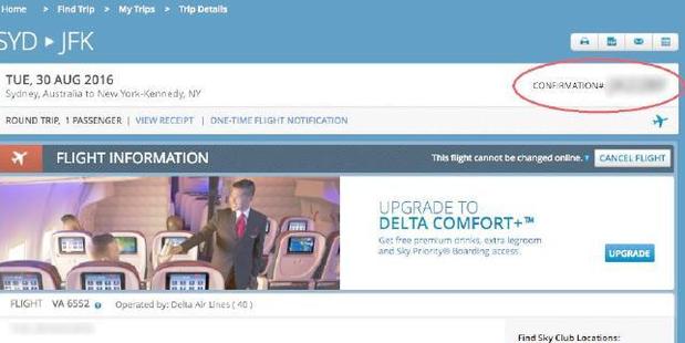 A lot of information could be seen on Delta's website. Photo / Supplied
