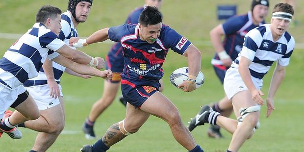 Asomau-Goodman Brendan of Tasman makes a break during the Jock Hobbs Memorial tournament match between Tasman and the Auckland B last year. Photo / Getty Images