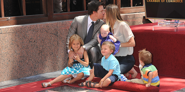Actor Mark Wahlberg with wife Rhea Durham and their children attend the ceremony where he was honored with a Star on The Hollywood Walk Of Fame. Photo / Getty