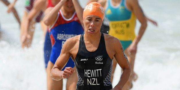 Andrea Hewitt leaves the water during the Women's Triathlon at the Rio Olympics. Photo / Getty Images