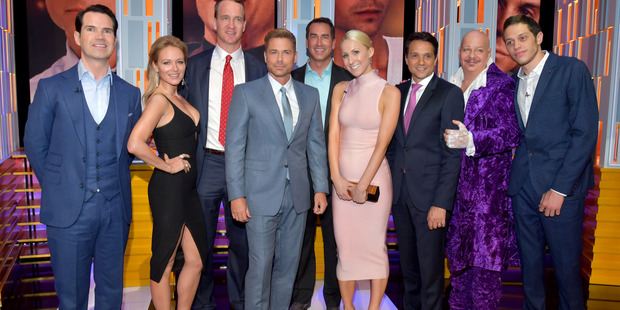 Comedian Jimmy Carr (L) join others attending The Comedy Central Roast of Rob Lowe. Photo / Getty