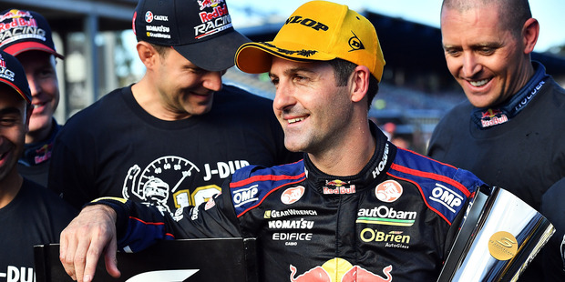 Jamie Whincup looks on after winning his 100th race. Photo / Getty Images