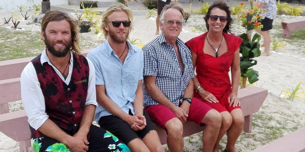 Rhys Cochrane, second left, with his brother Josh and mum and dad Russell Cochrane and Wendy Helms. Russell says Josh was Rhys' "best mate". Photo / supplied