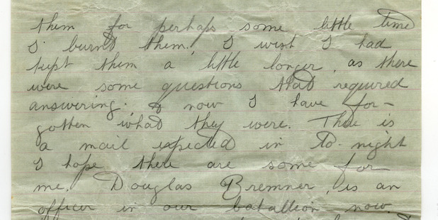 William Alfred Prince's letters to his mother, 1915-1916. Photo / Auckland War Memorial Museum Tāmaki Paenga Hira. MS-2011-3.