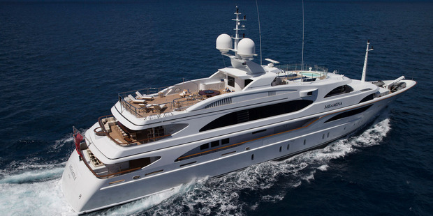 The superyacht Meamina. Rhys Cochrane died after going swimming off the boat where he worked as a deckhand. Photo / supplied