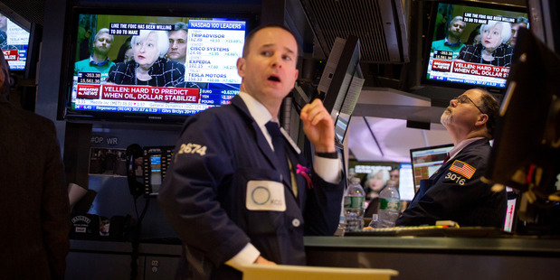 The S&P 500 financial index dropped 0.91 per cent, dragging down the benchmark index the most. Photo / AP