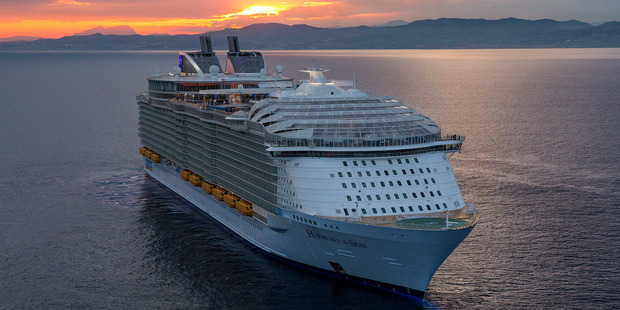 The luxury liner Harmony of the Seas pictured off the coast of Spain in June. Photo / Royal Caribbean International