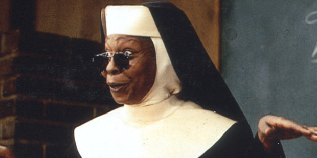 Whoopi Goldberg has no eyebrows in the film Sister Act 2.