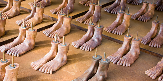Victory Medal is a sculpture of 36 pairs of feet - the number of soldiers in a small platoon. Photo/Paul Estcourt