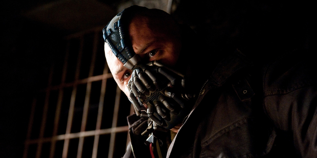 Tom Hardy plays the villain, Bane in the Batman film The Dark Knight Rises.