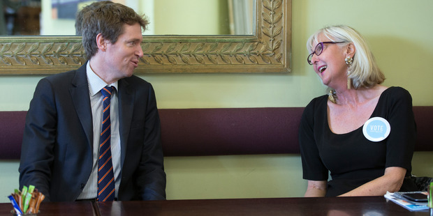 Colin Craig and Conservative Party Epsom candidate Christine Rankin on the election campaign trail in 2014. Photo / Brett Phibbs
