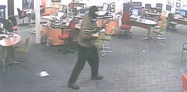CCTV image of the armed attack on the WINZ office in Ashburton. Photo / Supplied