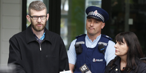 Hamilton Council CEO Richard Briggs (left) along with Hamilton Mayor Julie Hardaker front media last year at Hamilton Zoo on the day of Samantha Kudeweh's death. Photo / Nick Reed