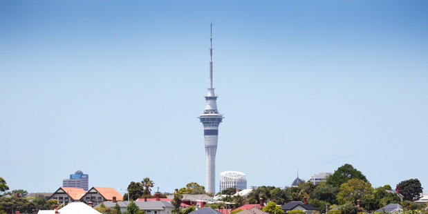 Local business and community leaders are set to plummet 192 metres from the top of Auckland's Sky Tower for the second annual "Drop Your Boss" fundraising challenge in Auckland. Photo: Doug Sherring