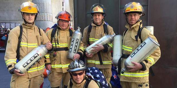 HONOUR: A group of firefighters from Ngongotaha joined comrades from around the world to remember 9/11. PHOTO/SUPPLIED