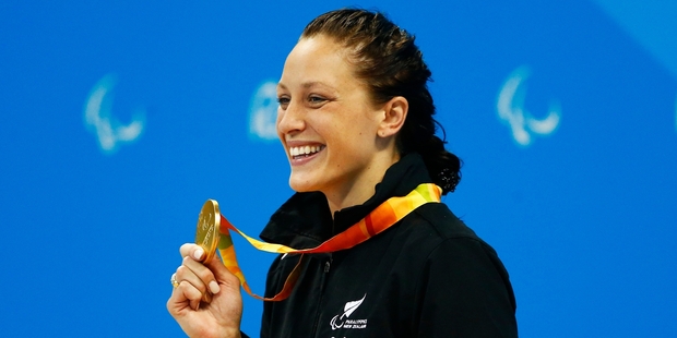 Sophie Pascoe won Paralympics gold, NZ's fourth, in the 200m IM SM10 swimming final. Photo / Photosport