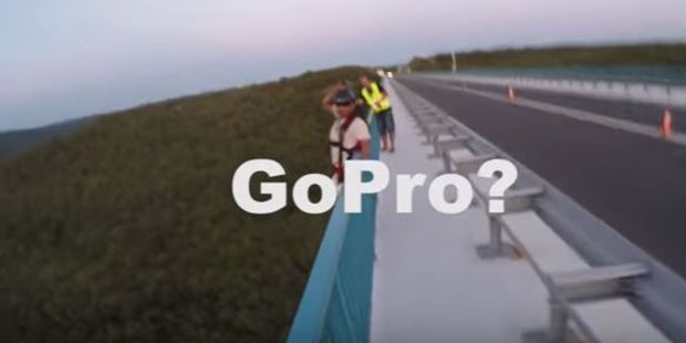 But the novice jumper completely misread the urgency in Chris McDougall's voice, instead asking him if his Go Pro was not turned on properly. Photo / Chris Mcdougall YouTube