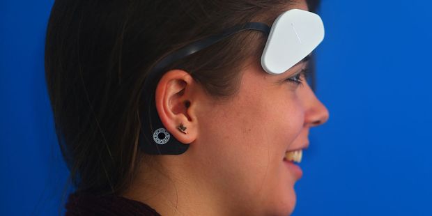 The Thync module attaches to a user's temple and is able to produce mood and energy altering feelings, dialed in by the user on a smartphone application. Photo / Getty Images