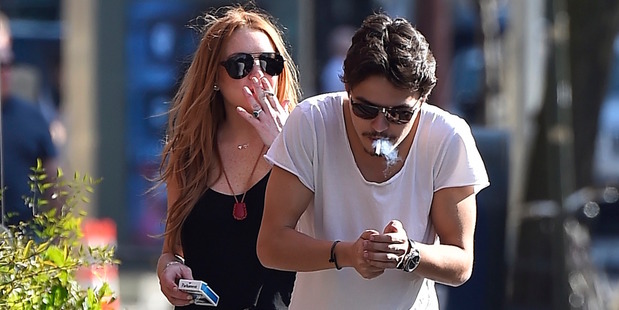 Lindsay Lohan and her ex boyfriend Egor Tarabasov are seen in Soho on April 18, 2016 in New York City. Photo / Getty