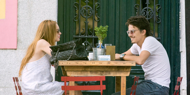 Lindsay Lohan and ex boyfriend Igor Tarabasov have a break on June 10, 2016 in Madrid, Spain. Photo / Getty
