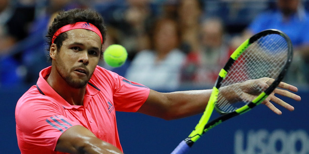 Jo-Wilfried Tsonga returns a shot during the US Open. Photo / Getty Images