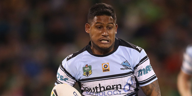 Ben Barba on the run for the Sharks during their qualifying final against the Canberra Raiders at GIO Stadium. Photo / Getty Images