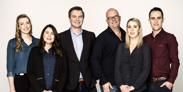 The NZ Herald Local Focus team (from left) Sieska Verdonk, Ingrid Jellick, Alistair Wilkinson, Myles Thomas, Kaysha Brownlie and Hunter Calder.