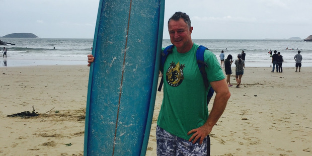 Grant Bradley has been surfing the tail end of Typhoon Nida in Hong Kong. Photo / Grant Bradley