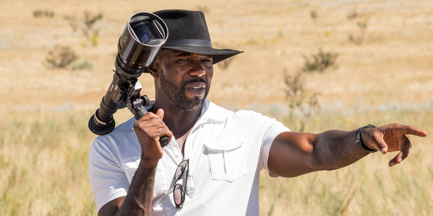 Director Antoine Fuqua on the set of The Magnificent Seven.