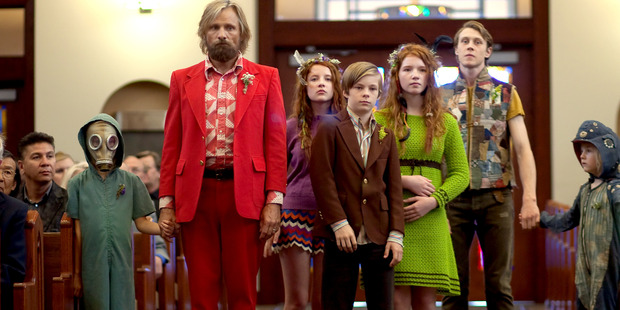 Loading Charlie Shotwell stars as Nai, Viggo Mortensen as Ben, Annalise Basso as Vespyr and Shree Crooks as Zaja in Captain Fantastic. Photo / Regan MacStravic