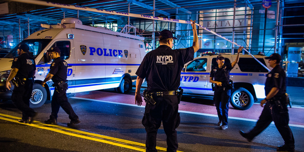Police arrive on the scene of the explosion in Manhattan's Chelsea. Photo / AP