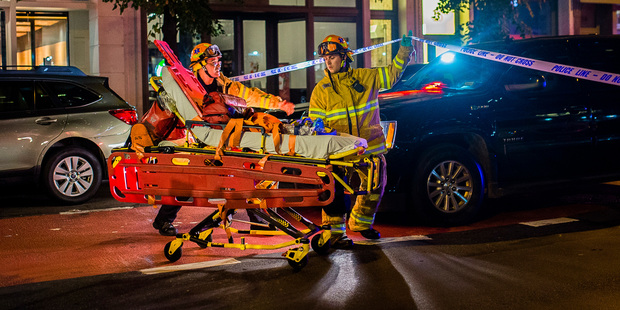 Firefighters arrive at the scene of the explosion in Manhattan's Chelsea neighborhood. Photo / AP