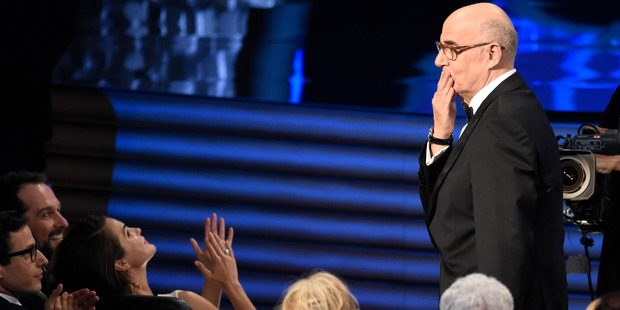 Jeffrey Tambor reacts after winning the award for outstanding lead actor in a comedy series at the Emmy Awards. Photo / AP