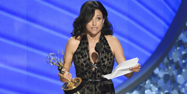 Julia Louis-Dreyfus accepts the award for outstanding lead actress in a comedy series for Veep. Photo / AP