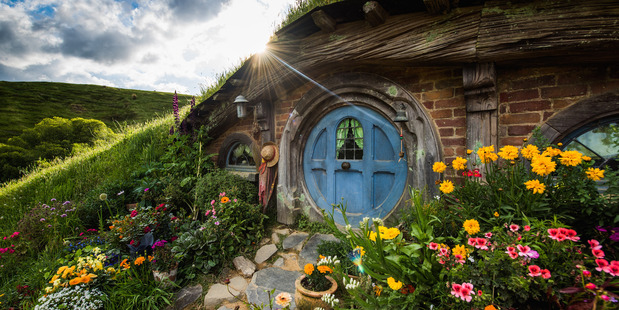 A hobbit house at the Hobbiton movie set in the Waikato countryside near Matamata. Photo / Supplied.