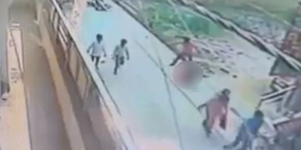 A still from the video of the shocking attack on the streets of Delhi. Photo / CCTV