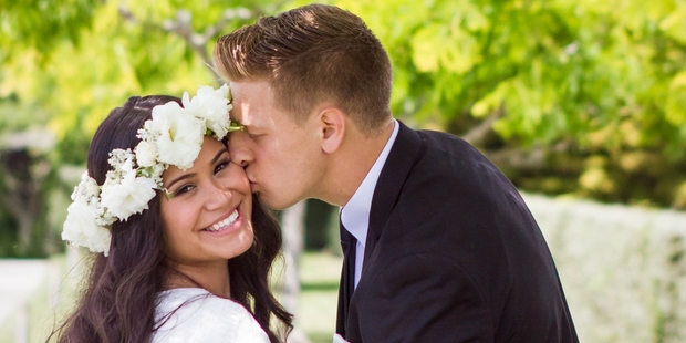 Benjamin and Aaliyah Armstrong on their wedding day. Photo / Stacey Leah Photography